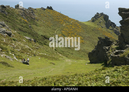 Süd West Küstenweg in der Nähe von Schraubenkopf, South Devon Stockfoto