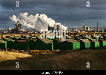 Fischers Hütten und Corus Stahlwerke in Redcar. Süd-Gare, Cleveland, UK Stockfoto