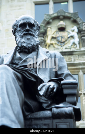 Charles Darwin Statue, Bibliothek Shrewsbury, Shropshire, UK Stockfoto