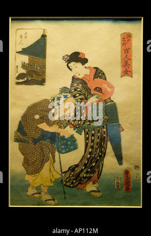 Drucken von Serie Yedo Meisho Hyaku Nin Bijo hundert schöne Frauen im Zusammenhang mit berühmten Orten in der östlichen Hauptstadt 1857 Stockfoto
