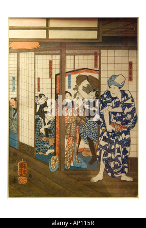 Print theatralische Diptychon Darstellung Bando Shuka als Shiro Ito von Hashimoto, ya und Sawamura Sojuro 1852 Ratte 3 Shitauri Stockfoto