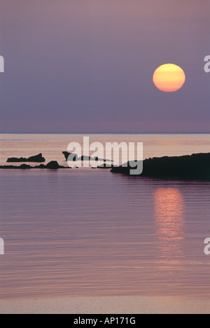 Sonnenaufgang über Spinalonga in der Nähe von Ágios Nikolaos, Kreta, Griechenland Stockfoto