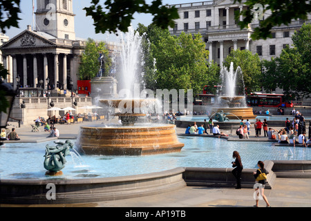 Brunnen am Trafalgar Square in London Stockfoto