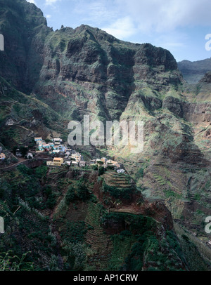Fontainhas, Berg, Dorf, Nord-Ost-Küste, Insel Santo Antao, Kapverdische Inseln, Cabo Verde Stockfoto