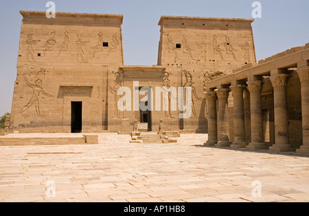 Tempel der Isis Philae Aglika Insel Fluss Nil Oberägypten Nahost DSC 4165 Stockfoto