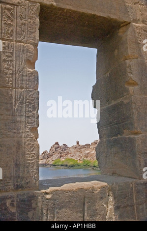 Tempel der Isis Philae Aglika Insel Fluss Nil Oberägypten Nahost DSC 4169 Stockfoto