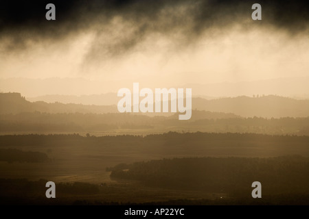 Blick vom Whakapapa Skifield in Richtung Nationalpark Mt Ruapehu Central Plateau Nordinsel Neuseeland Stockfoto