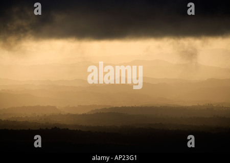 Blick vom Whakapapa Skifield in Richtung Nationalpark Mt Ruapehu Central Plateau Nordinsel Neuseeland Stockfoto