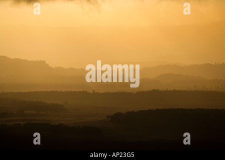 Blick vom Whakapapa Skifield in Richtung Nationalpark Mt Ruapehu Central Plateau Nordinsel Neuseeland Stockfoto