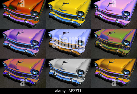 Vorderen Ende des spektakulären Chevrolet 1956 - horizontale Layout mit neun Einzelbilder enthalten Stockfoto