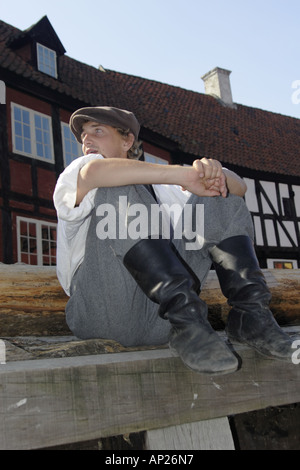 Fährmann in Tuch GAP in der alten Stadt Museum Den Gamle By, Arhus Dänemark Stockfoto