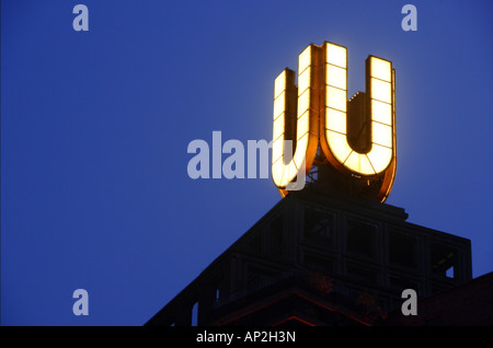 Deutschland, Dortmund: das "U" auf dem letzten Gebäude der ehemals Union-Brauerei in Dortmund Stockfoto