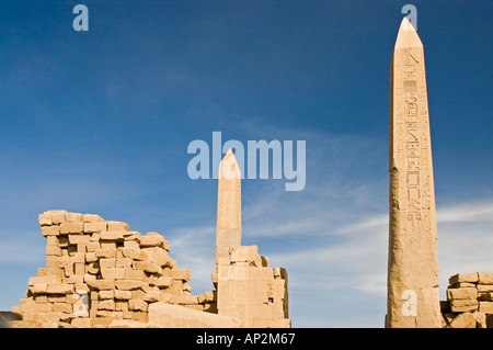 Obelisken der Hatschepsut und Tuthmose, Tempelkomplex von Karnak, Luxor, Ägypten, Naher Osten. DSC 4402 Stockfoto