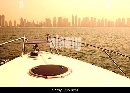 Skyline von der Jumeirah Beach Residence, Dubai, Vereinigte Arabische Emirate, Vereinigte Arabische Emirate Stockfoto