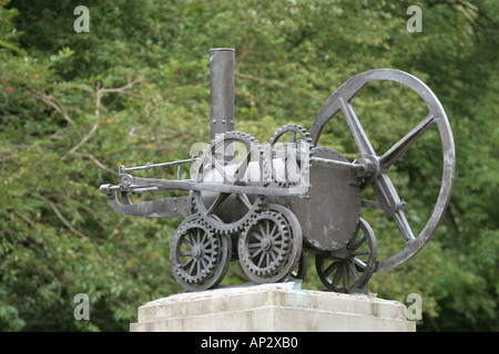 Die Penydarren Dampf Lok Denkmal für Richard Trevithick in Merthyr Tydfil South Wales GB UK 2005 Stockfoto