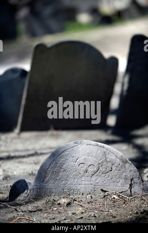 Grabsteine in Old Granary Burying Ground, Boston, Massachusetts, Vereinigte Staaten Stockfoto