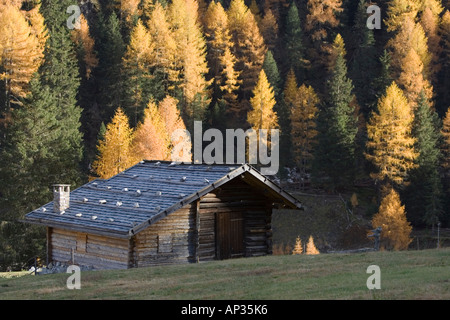 Traditionelle Berghütte in Südtirol Stockfoto