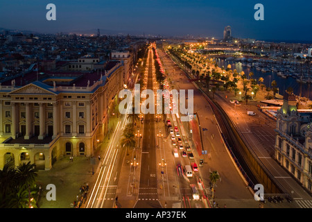 Passeig de Colom, Mol De La Fusta, Marina, Port Vell, dem alten Hafen, Ciutat Vella, Barcelona, Katalonien, Spanien Stockfoto