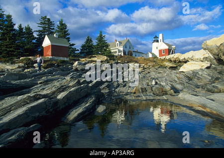 Pemaquid Point Lighthouse, Maine, Vereinigte Staaten von Amerika, USA Stockfoto