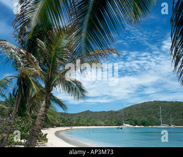 Ruhiger Strand, Satwhistle Bay, Mayreau, The Grenadines, West Indies, Karibik Stockfoto