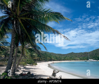 Ruhiger Strand, Satwhistle Bay, Mayreau, The Grenadines, West Indies, Karibik Stockfoto