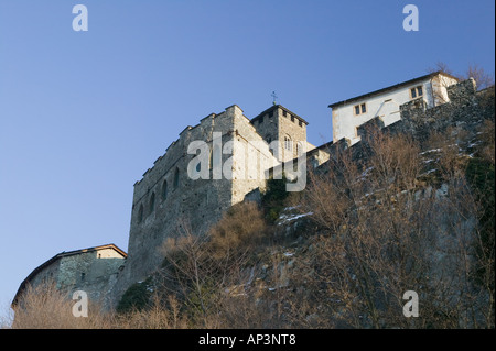 Schweiz, Wallis/Valais SION: Basilique de Valere (12.Jh.) Winter Stockfoto