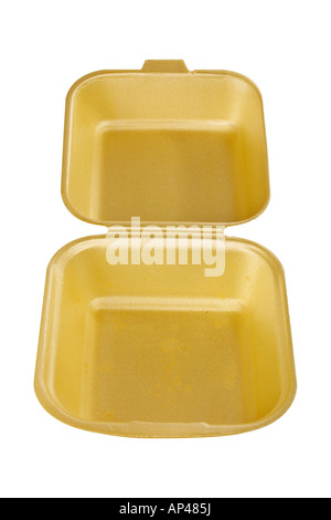 Styropor-Behälter leer auf einem weißen Hintergrund Stockfoto