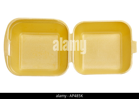 Styropor-Behälter leer auf einem weißen Hintergrund Stockfoto