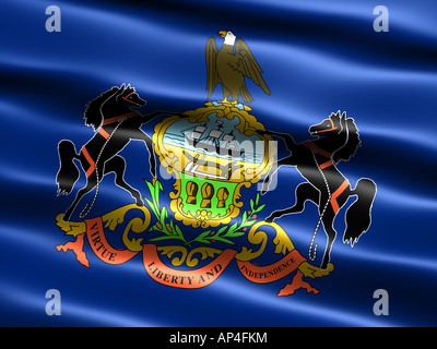 Computergenerierte Darstellung der Flagge des Staates Pennsylvania mit seidig aussehen und Wellen Stockfoto