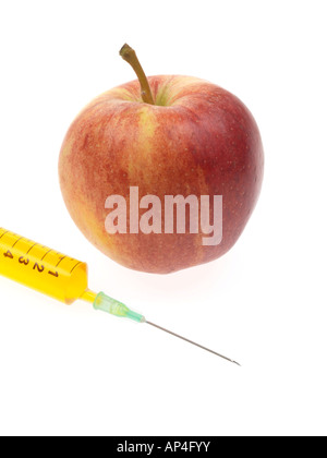 Injektion eines Apfels Stockfoto