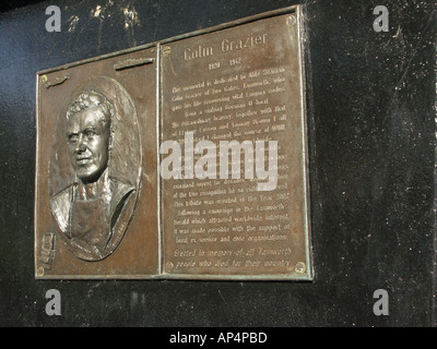 Colin Grazier Memorial Tamworth zeigt Nahaufnahme von plaque Stockfoto