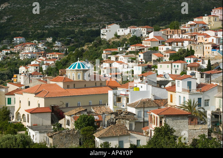 Griechenland, nordöstlichen Ägäischen Inseln, SAMOS Vathy (Samos-Stadt): Ano Vathy Dorf, Hang-Gebäude Stockfoto