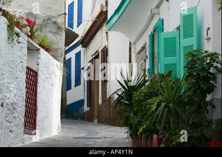 Griechenland, nordöstlichen Ägäischen Inseln, SAMOS Vathy (Samos-Stadt): Ano Vathy Dorf, Straße Detail Stockfoto