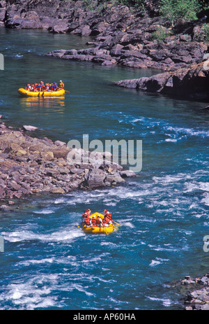 Wildwasser-Rafting auf dem Middle Fork Flathead River in Montana Stockfoto