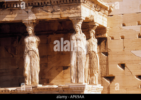 Karyatiden Erechteion Tempel in der Akropolis von Athen Griechenland Stockfoto