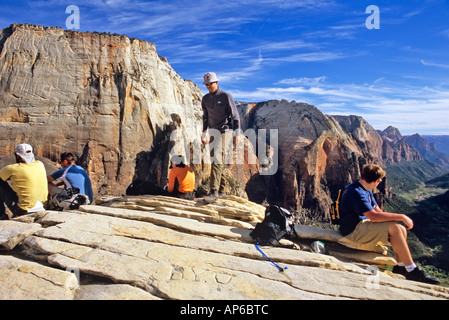 Auf dem Gipfel des Engels Landing Trail in Zion National Park in Utah Stockfoto