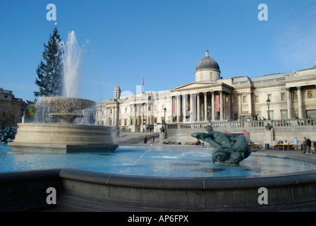 Panoramablick auf Trafalgar Square und der National Gallery London England 2007 Stockfoto