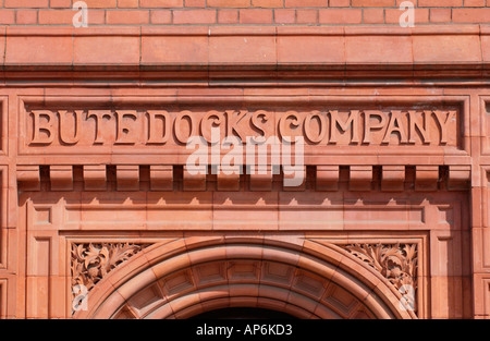 Bute Docks Company Detail auf viktorianischen 1896 Pierhead Gebäude in Cardiff Bay South Wales UK Stockfoto