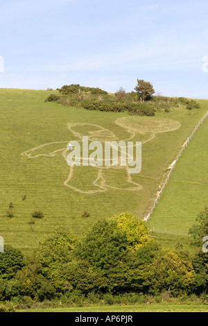 Homer Simpson Cartoon Charakter geprägt am Fuße eines Hügels in Dorset Stockfoto