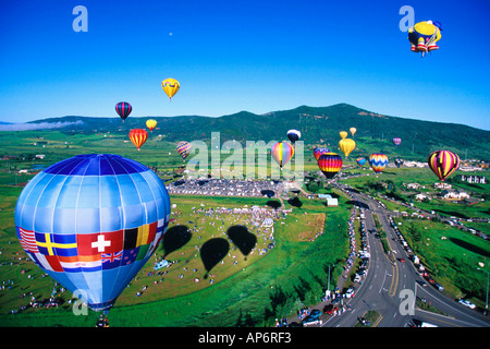 Heißluft-Ballon-Festival mit klaren, blauen Himmel, Colorado, USA Stockfoto