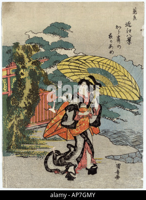 Karasaki kein Yoru kein Ame, Japan zwischen 1815 und 1825 Stockfoto