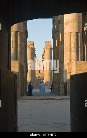 Kolonnade des geriffelten Lotus Hauptstadt Spalten, Nahost, Nordafrika, Theben, Luxor-Tempel. DSC 4583 Stockfoto