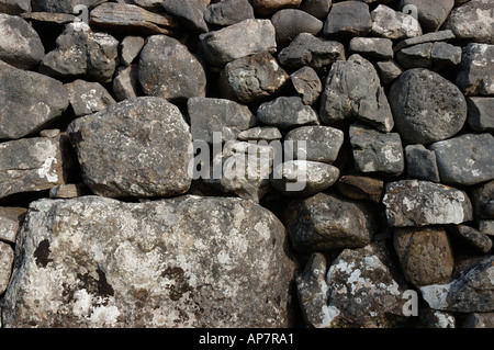 Nahaufnahme der Trockensteinmauer Steinmauer England Vereinigtes Königreich GB Großbritannien Stockfoto