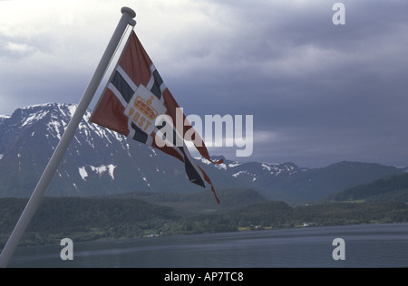 Flagge der norwegischen Hurtigrute Stockfoto