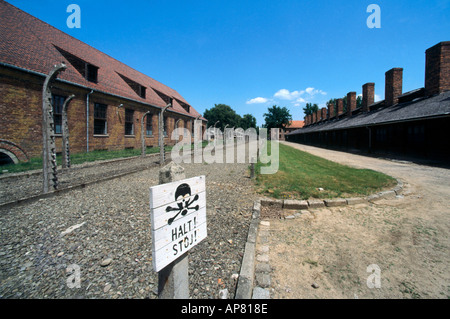 Warnung-Schild im KZ Auschwitz, Polen Stockfoto