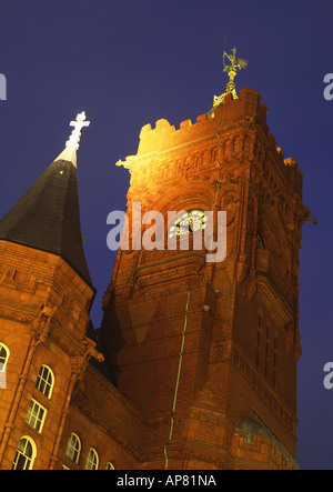 Cardiff Bay Pierhead Gebäude nachts Cardiff South Wales UK Stockfoto