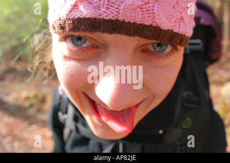 Frachttransporten Trail Wanderer in einem Zustand der euphorischen Demenz Appalachian Trail rauchigen Berge p Schlüsselwörter Appalachian Trail Wanderer Stockfoto