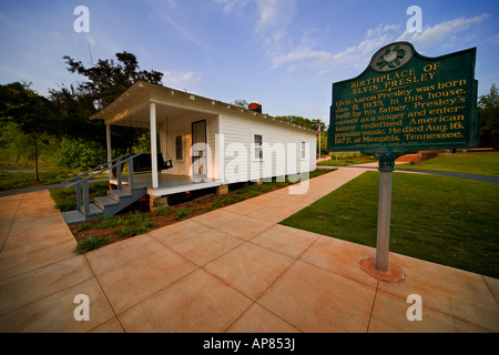 Tupelo Mississippi: Der Geburtsort von Elvis Presley. Haus mit Erbe Zeichen. Stockfoto