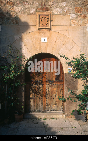 Fassade des Hauses, Valldemossa, Mallorca, Balearen, Spanien Stockfoto