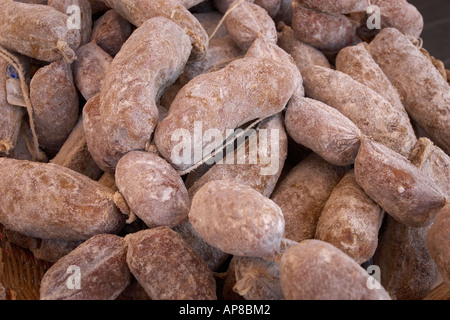 Cacciatori Salami, in einem Markt in Monza, Italien Stockfoto